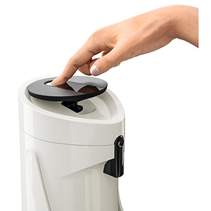 Pump-Isolierkanne, 1,9 Liter, Kunststoffgehäuse, Glas-Isolierkolben, weiß