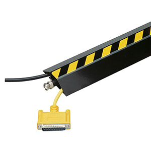 Kabelbrücke aus Aluminium, Kabelkanal, BxTxH (3x400)x80x20 mm, 3xGerade, mit Doppelklebeband, Farbe schwarz/gelb