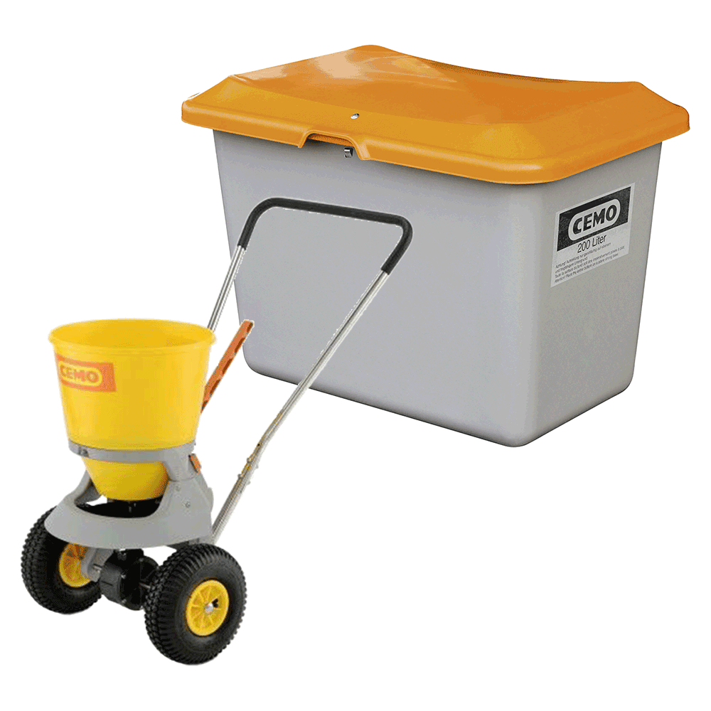 Streugutbehälter aus GFK als SET, 200 l, Streuwagen mit Streubreitenbegrenzer