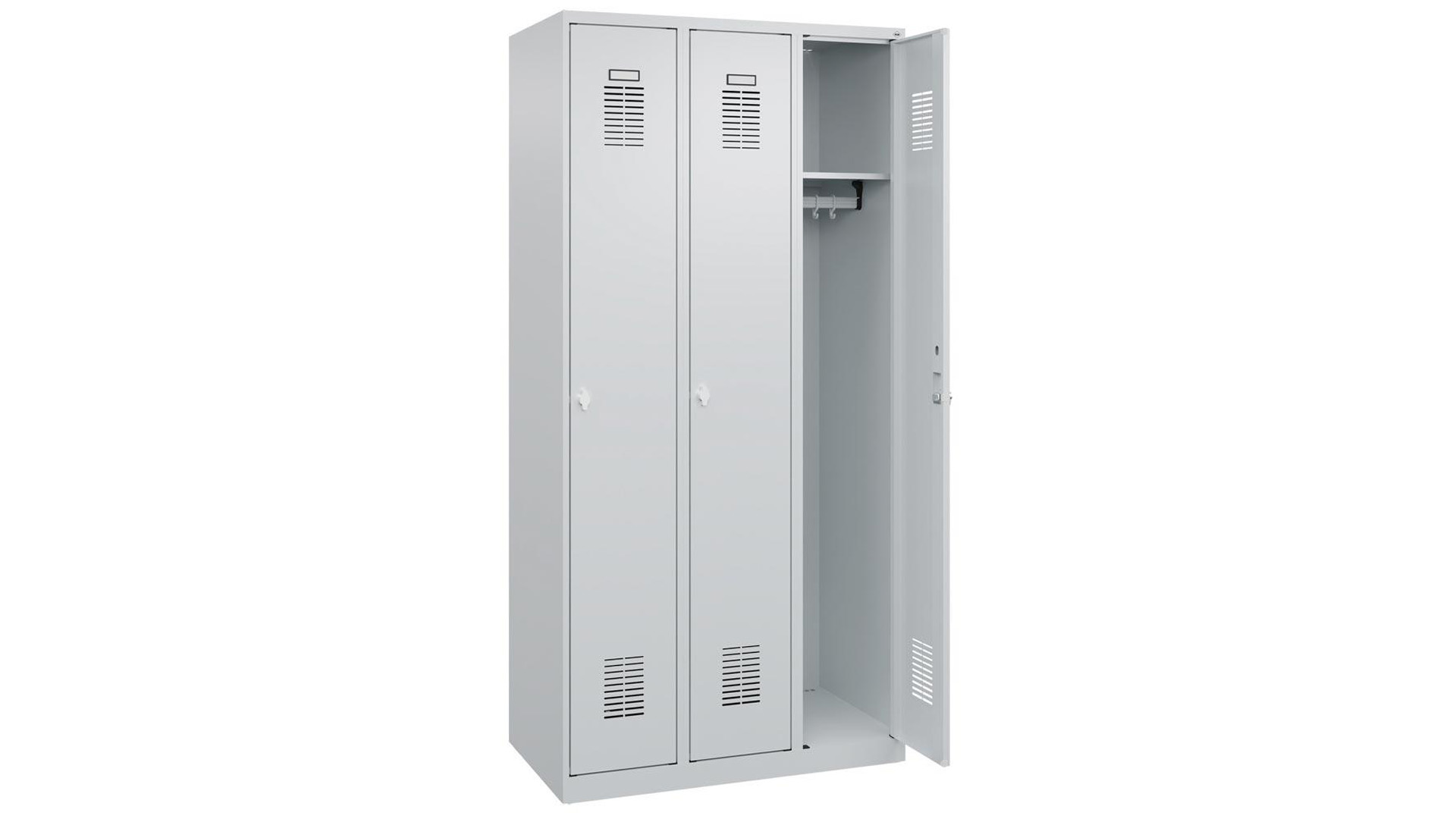 Spind - Garderobenschrank, Breite 90 cm, Höhe 185 cm, Tiefe 50 cm, 3 Abteil(e)