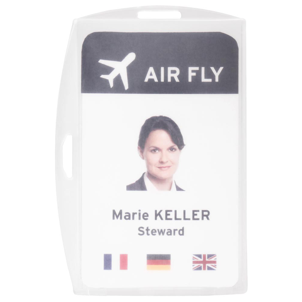 Sicherheits-Betriebsausweishalter, für 1 Karte, PP, BxT 96x64 mm, quer + hoch, transparent, VE 50 Stück