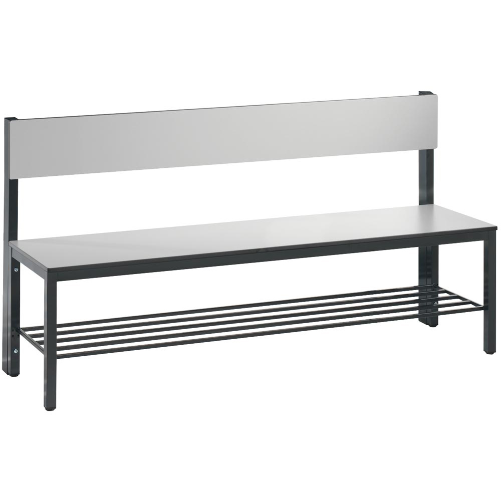 Garderobenbank mit Rückenlehne, Breite 196 cm, Höhe 79,6 cm, Tiefe 196 cm