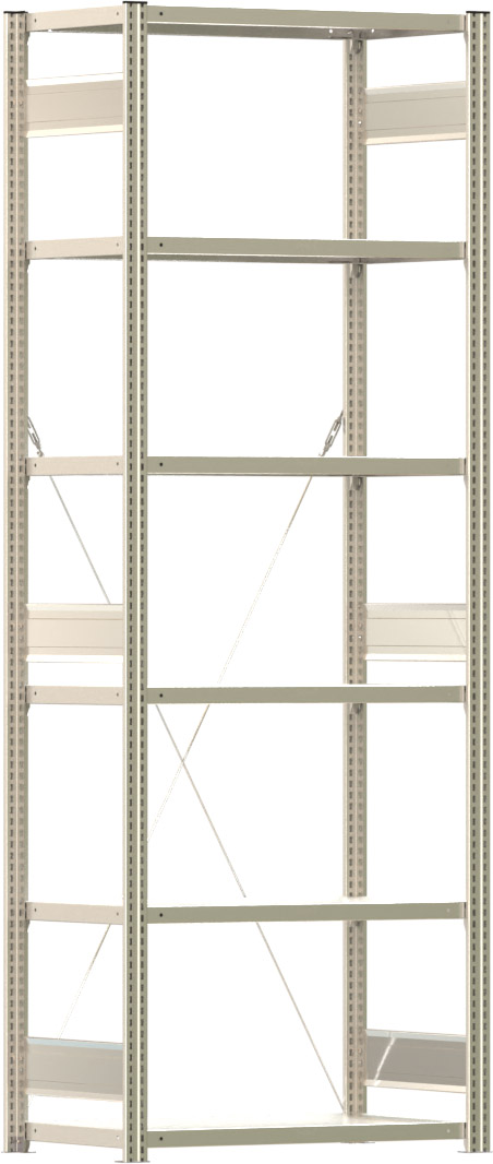 Fachbodenregal BERT - Breite: 87,5 cm - Tiefe: 50 cm - Höhe: 250 cm - 6 Böden - Grundregal