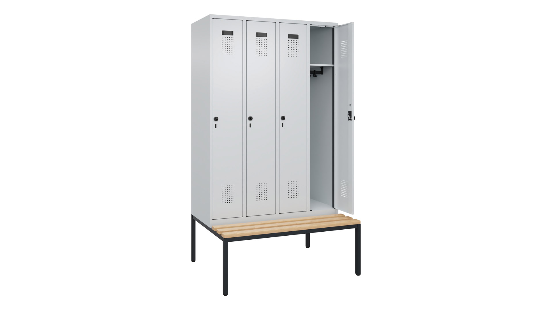 Spind - Garderobenschrank, Breite 120 cm, Höhe 212 cm, Tiefe 50 cm, 4 Abteile