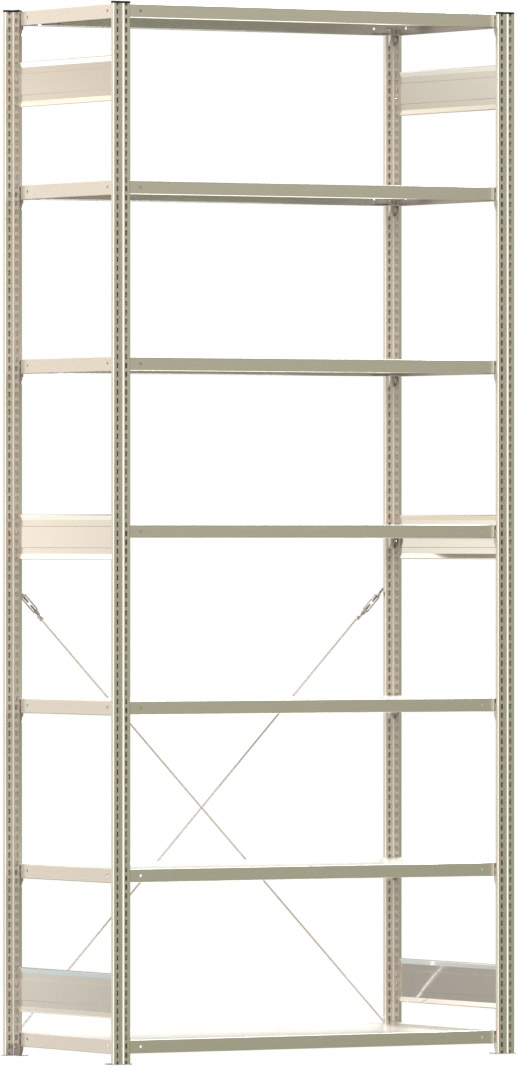 Fachbodenregal BERT - Breite: 128,5 cm - Tiefe: 60 cm - Höhe: 300 cm - 7 Böden - Grundregal