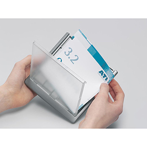 Türschild aus ABS, Sichtfenster Acryl, Klick-Funktion, BxH 149x52,5 mm, Rahmenfarbe blau, VE 5 Stück