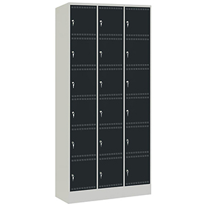 Akku-Ladeschrank, Fächerschrank, Breite 90,5 cm, Höhe 199,5 cm, Tiefe 58,2 cm, 18 Fächer