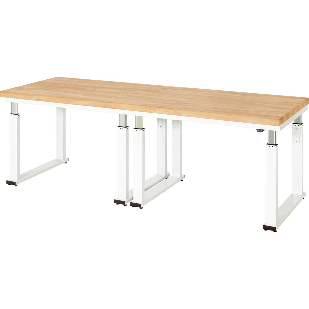 Elektrisch höhenverstellbarer Arbeitstisch, Breite 250 cm, Tiefe 90 cm, Höhe 114 cm, Platte: Buche-Riegel
