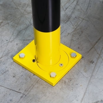 Schnelleinsatz Rammschutz-Bügel Indoor, Anfahrschutz aus Gütestahl, hochbelastbar, 750 mm Breite, 350 mm Höhe, gelb kunststoffbeschichtet