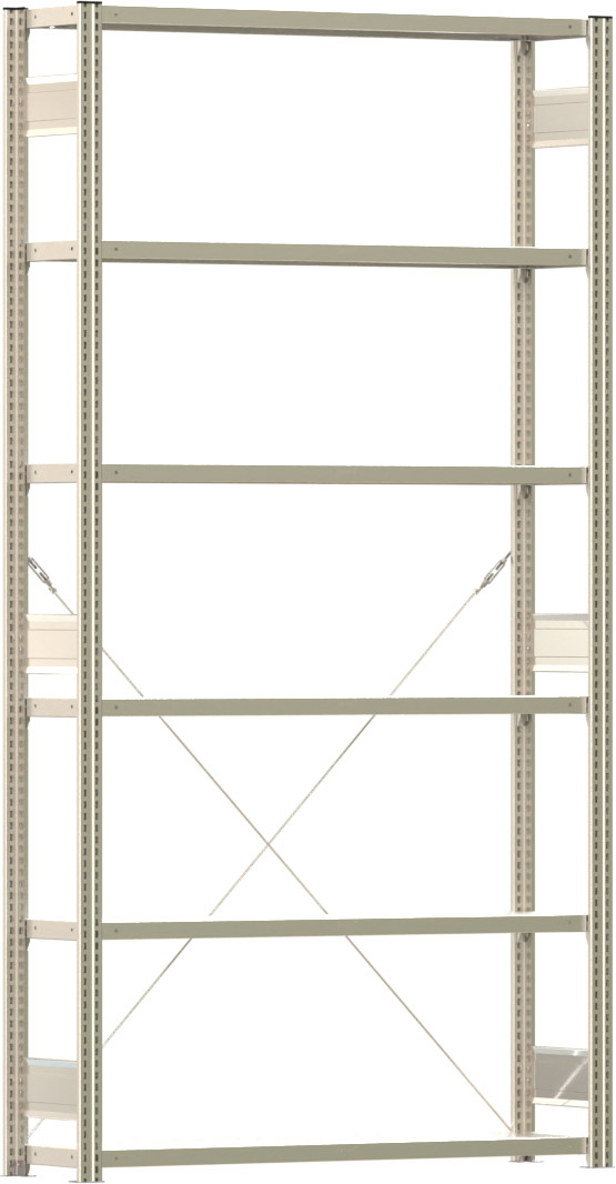 Fachbodenregal BERT - Breite: 128,5 cm - Tiefe: 30 cm - Höhe: 250 cm - 6 Böden - Grundregal