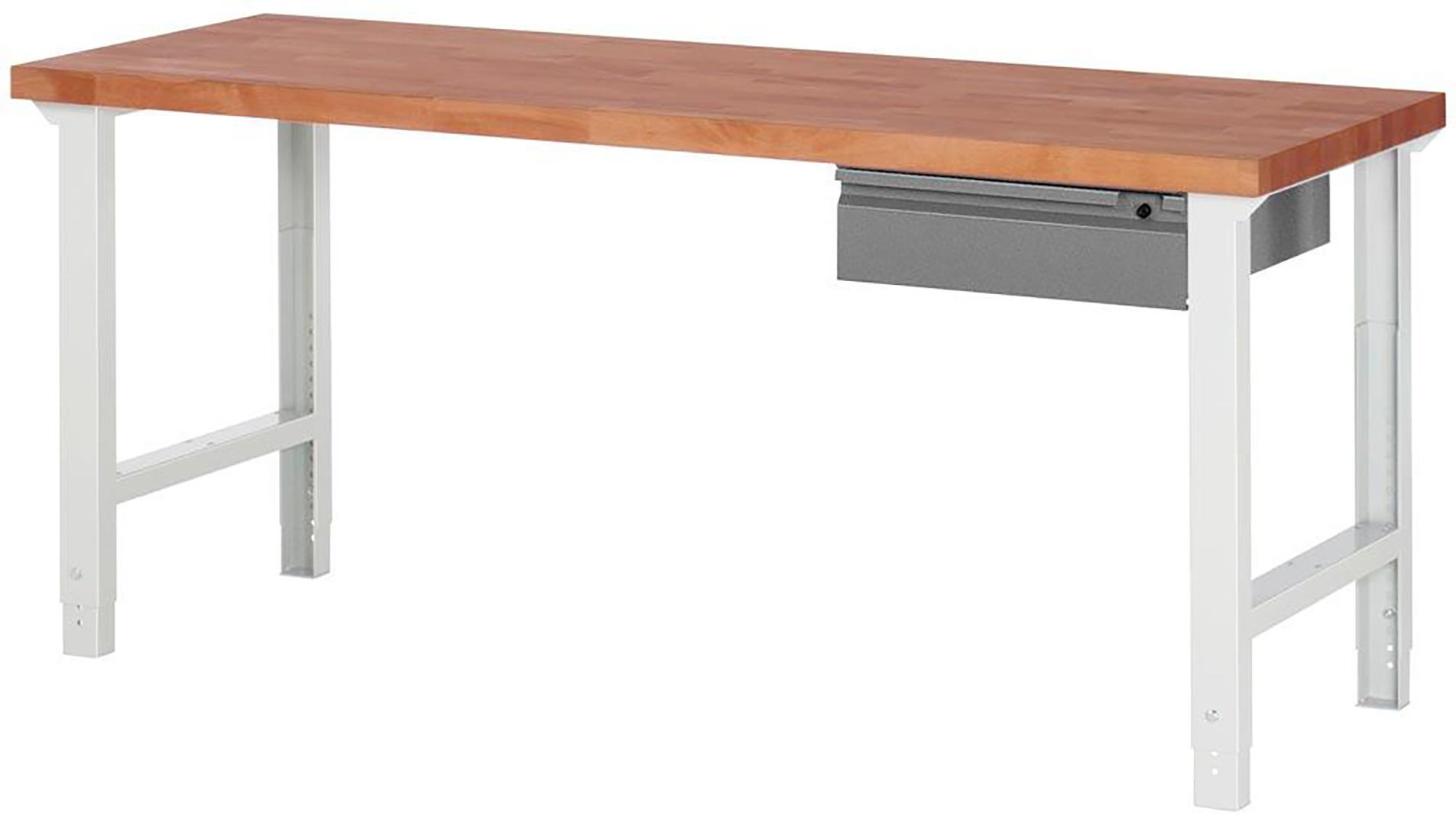 Werkbank 7000 BR, BxTxH 2000x700x790-1140 mm, Platte Buche 40 mm, 1 Schublade 150 mm, zerlegte Anlieferung, RAL 7035/7016