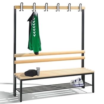 C+P Garderobenbank, Sitzbank für Umkleide, Breite 150 cm, Höhe 165 cm, Tiefe 40,3 cm