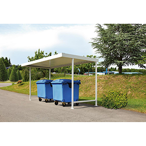 Fahrradunterstand, Überdachung, Modell Leipzig, einseitig, Grundeinheit ohne Seiten- und Rückwände, Profilblech RAL 9002, BxTxH 4300x2200x2350 mm