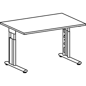 Schreibtisch, BxTxH 1200x800x680-820 mm, höhenverstellbar, Platte lichtgrau, C-Fuß-Gestell silber