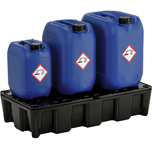 PE-Auffangwanne mit PE-Rost, BxTxH 800x400x180 mm, Traglast 160 kg, Auffangvol. 35 l, Gewicht 4,8 kg, schwarz