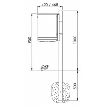Rund-Abfallbehälter mit Deckelscheibe - 35 l - kobaltblau