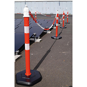 Set mit 4 Kettenständern und 4 Kunststoffketten, L. 3000 mm, max. Absperrlänge 12 m, mit schweren Fuß Höhe 1 m, Gewicht 4,2 kg