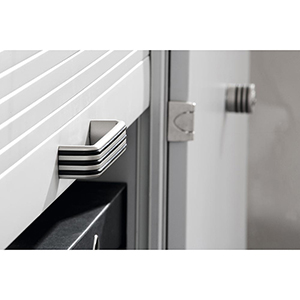 Rollladenschrank, BxTxH 900x400x2004 mm, 5 OH, 4 Böden, Schloss, Korpus lichtgrau, Rollladen Alu