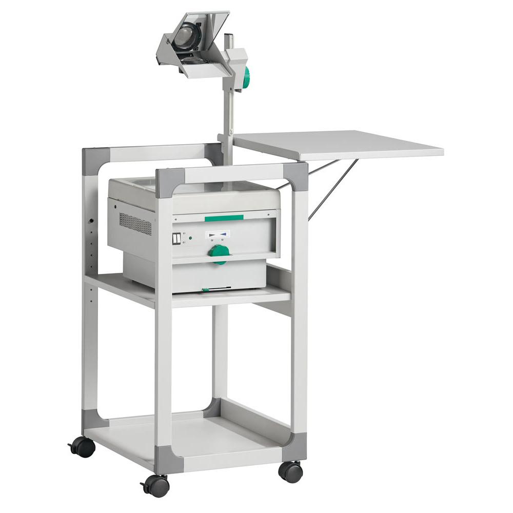Wagen für Overheadprojektoren und Beamer, BxTxH 508x440x880 mm, 3 Böden, oberster Boden in der Neigung verstellbar, lichtgrau