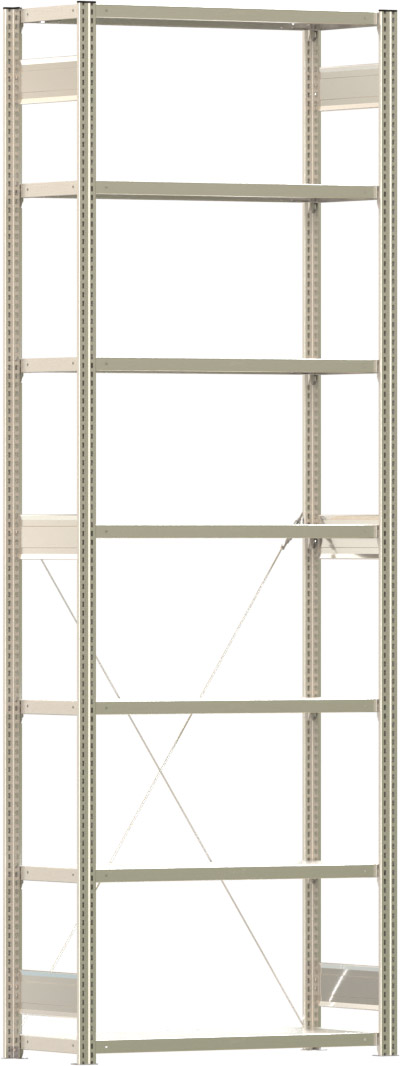 Fachbodenregal BERT - Breite: 100,5 cm - Tiefe: 40 cm - Höhe: 300 cm - 7 Böden - Grundregal