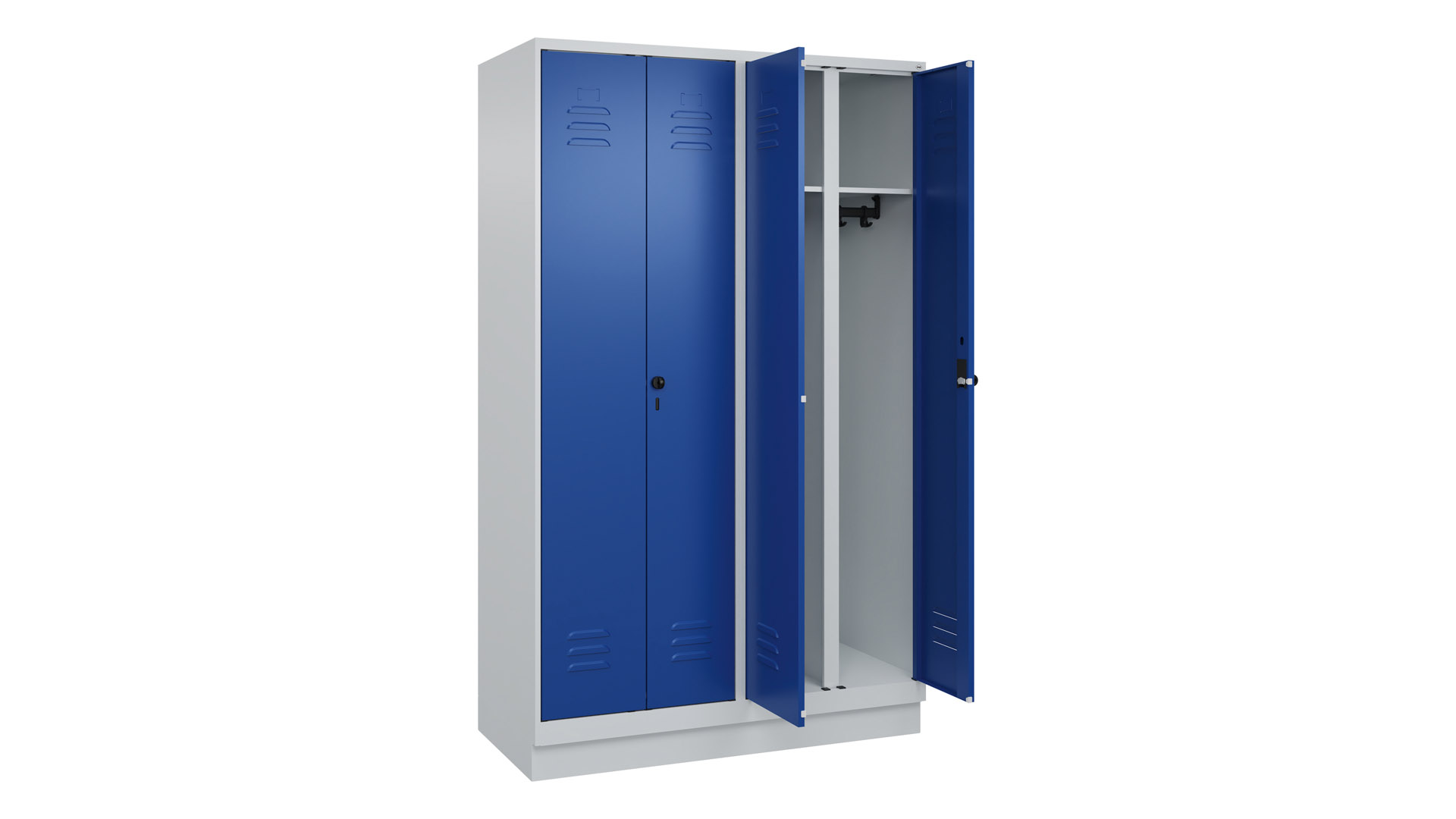 Doppelspind - schwarz weiß Trennung,  Breite 120 cm,  Höhe 195 cm,  Tiefe 50 cm,  4 Abteile