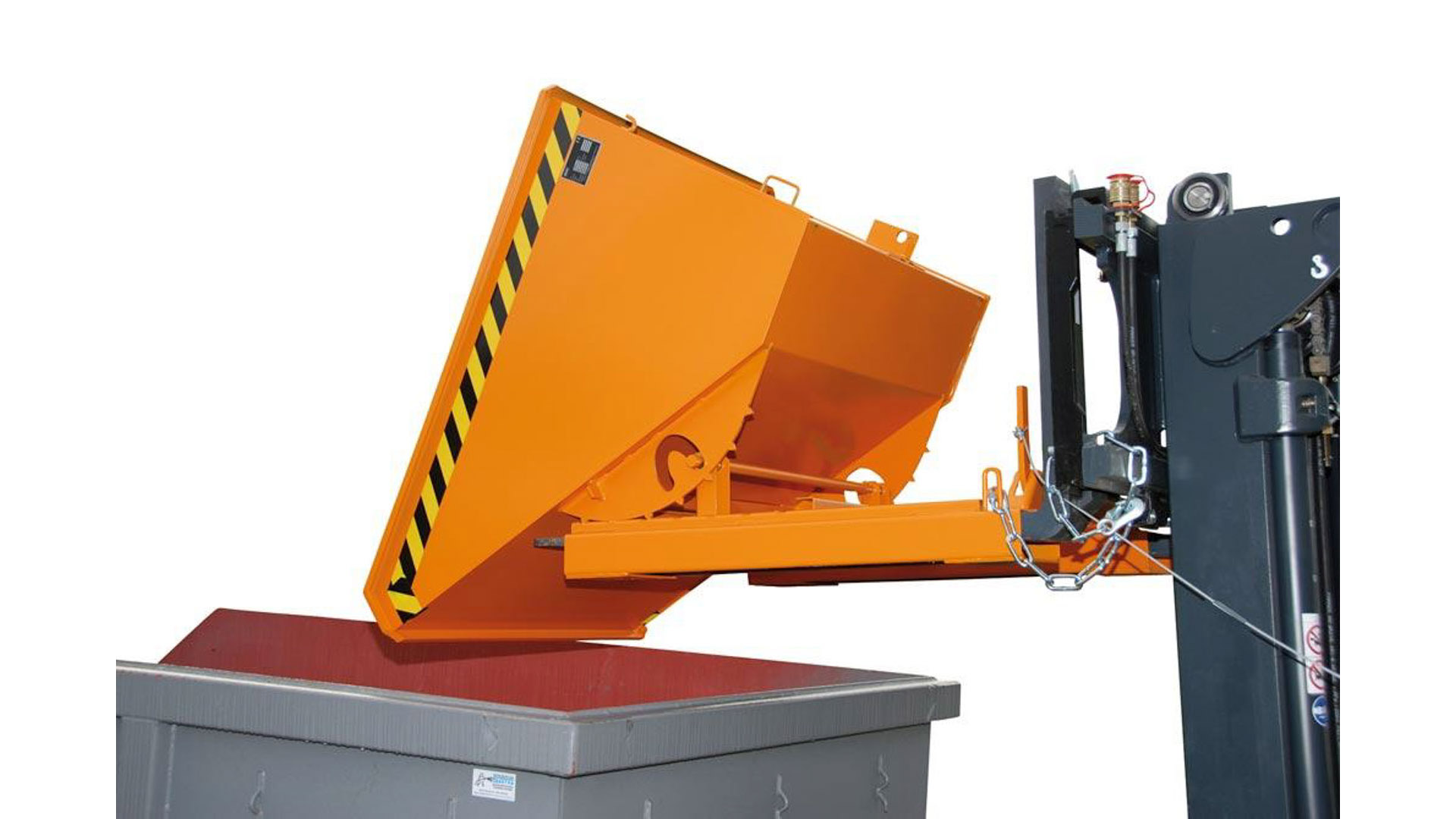 Kippbehälter - Abrollsystem - Volumen 2.100 l - Traglast 1.500 kg - 1.095 x 1.870 x 1.720 mm (HxBxT) - gelborange (RAL 2000)