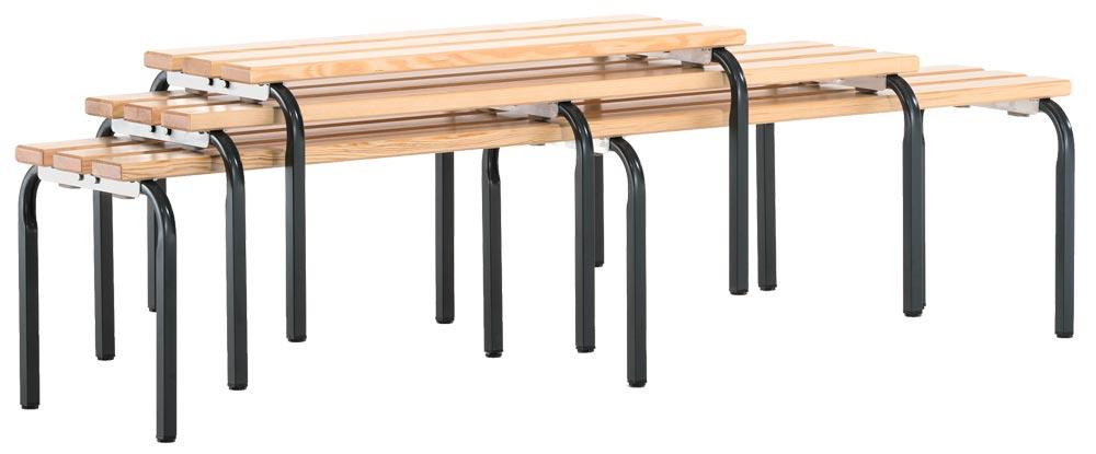 Doppelseitige Garderobenbank, ohne Schuhrost, TxH 700x450 mm, Länge 2000 mm, RAL 7016