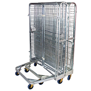 Safebox, nestbar, Traglast 750 kg, 1 klappbarer Zwischenboden, verzinkt, 4 Lenkrollen, BxTxH 1200x800x1800 mm