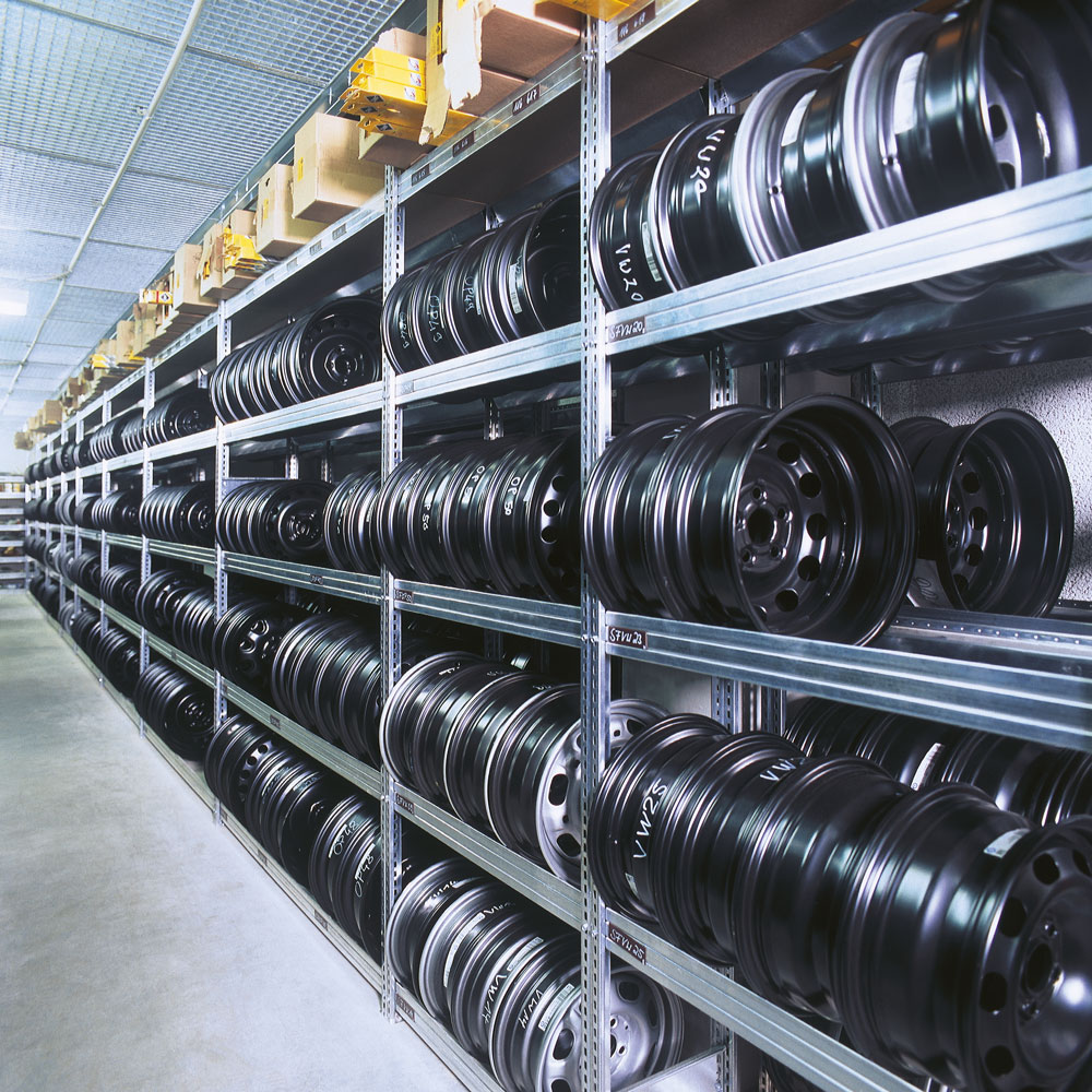 Reifenregal, Felgenregal, Anbaufeld, verzinkt, 4 Lagerebenen, Fachlast 250 kg, BxTxH 875x300x2000 mm