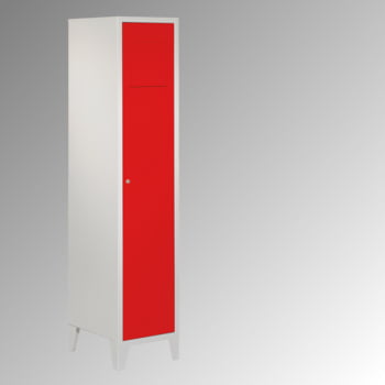 Wäschesammelschrank - 1.850 x 400 x 500 mm (HxBxT) - Sockel - Zylinderschloss - lichtgrau/feuerrot