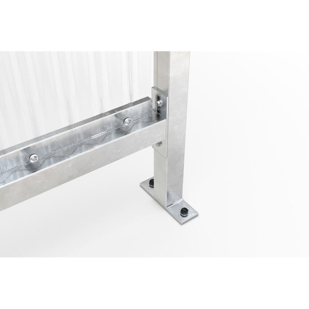 Raucherunterstand, Fahrradunterstand, Raucherecke, Flachdach, für 4-5 Personen, feuerverzinkt, Stahl/PVC, 2.360 x 2.960 x 1.580 mm (HxBxT), Bausatz