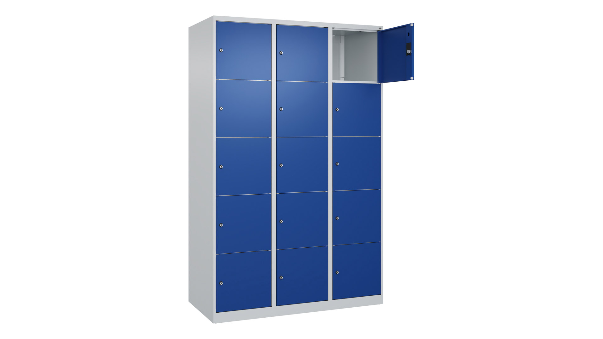 Fächerschrank, Breite 120 cm, Höhe 185 cm, Tiefe 50 cm, 15 Fächer