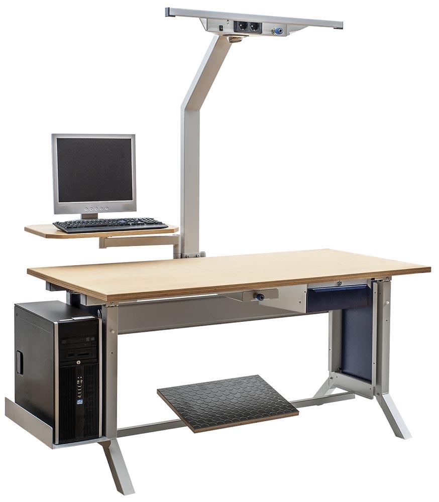 Arbeitsplatzsystem, Breite 150 cm, Tiefe 75 cm, Höhe 110 cm,  Schublade(n), Platte: Multiplex