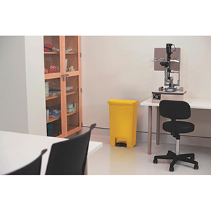 Tretmülleimer, Kunststoff, Volumen 50 l, BxTxH 456x292x720 mm, Pedal an breiter Seite, gelb