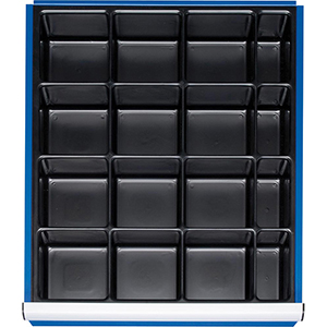 Einteilungsset für Schubladen BxT 490x560 mm: Kleinteileeinsatz mit 16 Fächern