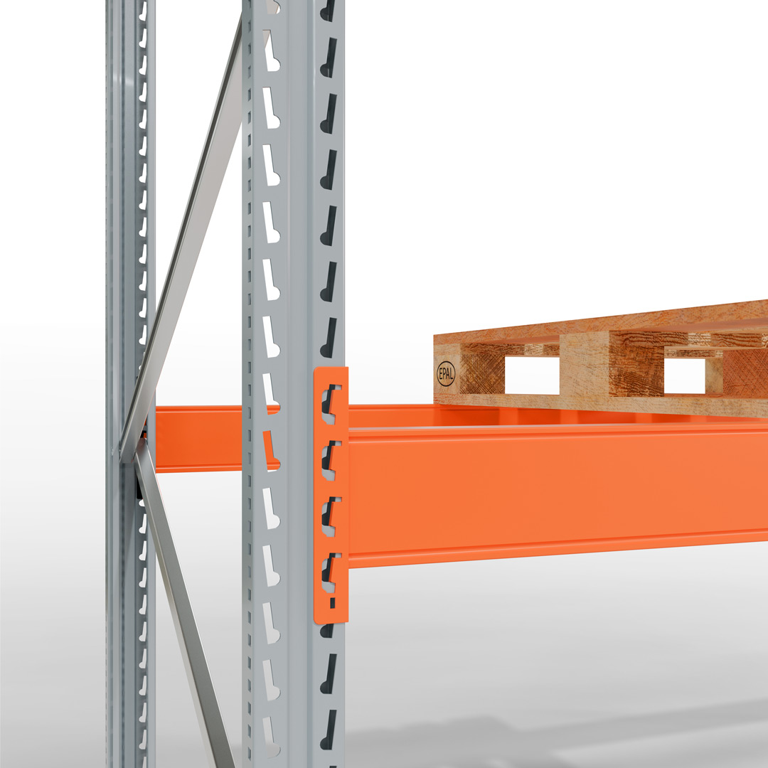 Palettenregal ARTUS - Anbaufeld - Breite 198,5 cm - Höhe 250 cm - Tiefe 110 cm - 2 Träger Ebenen