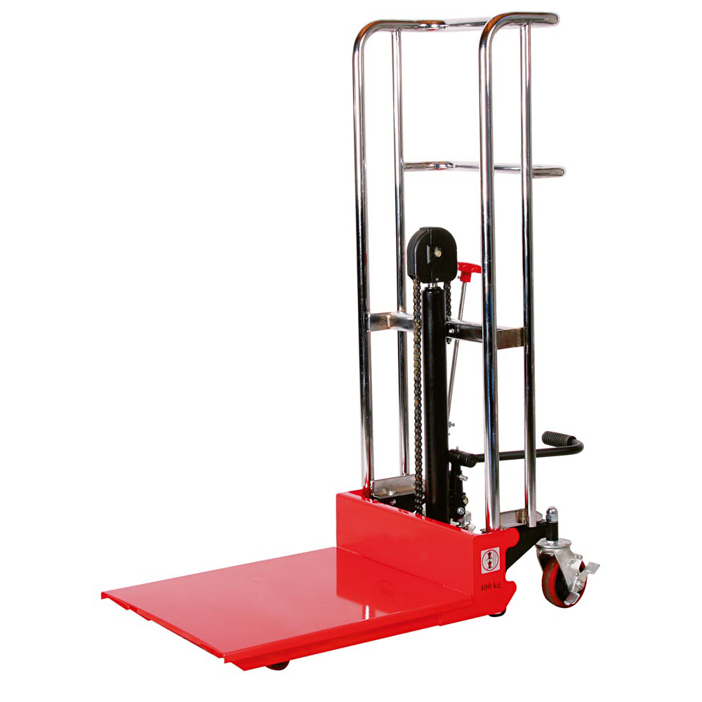 Plattformlift, Traglast 400 kg, mit Gabel + abnehmbarer Plattform BxT 576x650 mm, Hubbereich 90-1200 mm, Bereifung Polyurethan