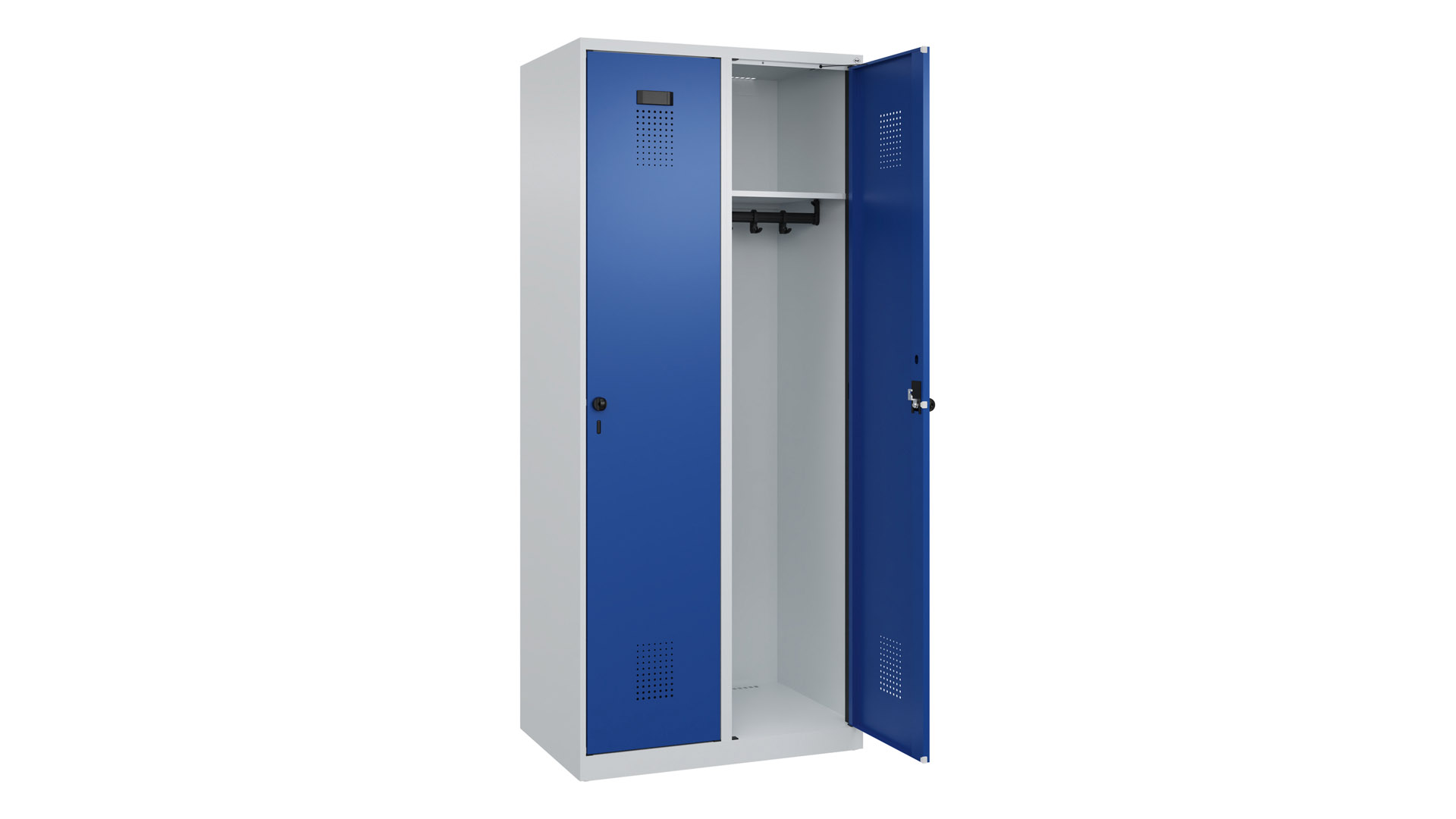 Spind - Garderobenschrank, Breite 80 cm, Höhe 185 cm, Tiefe 50 cm, 2 Abteile