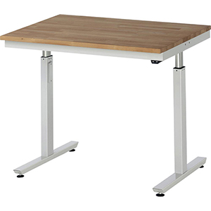 Elektrisch höhenverstellbarer Arbeitstisch, Breite 100 cm, Tiefe 80 cm, Höhe 112 cm,  Schublade(n), Platte: Buche-Riegel