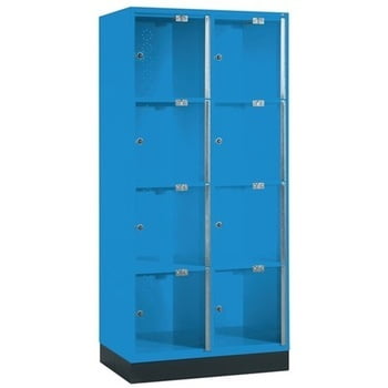 Fächerschrank mit Türen aus Acrylglas, Breite 82 cm, Höhe 175 cm, Tiefe 50 cm, 2x4 Fächer