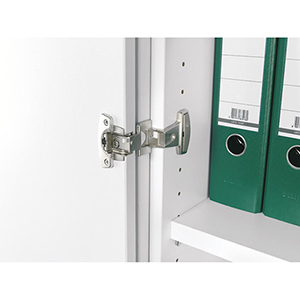 Schrankregal, Regalschrank, BxTxH 800x425x2304 mm, 6 OH, 4 Böden, 3 OH Holztüren, Schloss, weiß