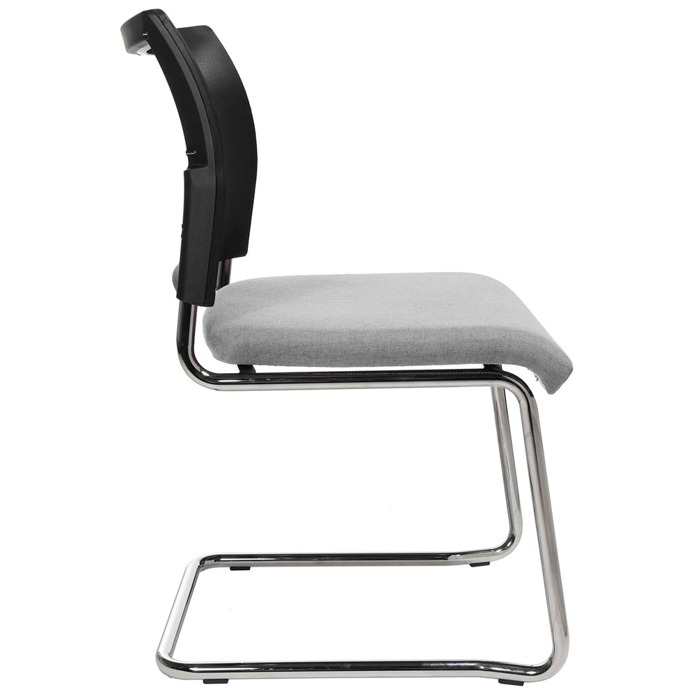 Schwingstuhl, Freischwinger, Sitz-BxTxH 480x450x450 mm, Gesamthöhe 850 mm, Gestell verchromt, Netzrücken schwarz, Sitzpolster schwarz/hellgrau, VE 2 Stück