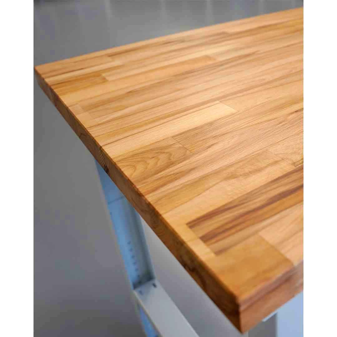 Werkbank 7000 BR, BxTxH 1500x700x790-1140 mm, Platte Buche 40 mm, inkl. Buche-Ablageboden, zerlegte Anlieferung, RAL 7035