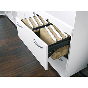 Schrankregal, Regalschrank, BxTxH 800x425x2304 mm, 6 OH, 2 Böden, 3 Hängeregistraturen, Schloss, weiß