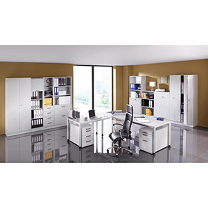 Schreibtisch, BxTxH 1800x800x685-810 mm, höhenverstellbar, 4-Fuß-Gestell, Platten-/Gestellfarbe buche/weißalu