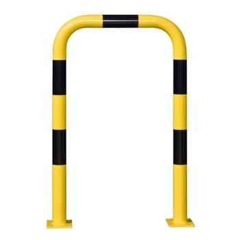 Rammschutz-Bügel Outdoor, Anfahrschutz aus Gütestahl, hochbelastbar, 1.200 mm Höhe, 750 mm Breite, feuerverzinkt und gelb kunststoffbeschichtet