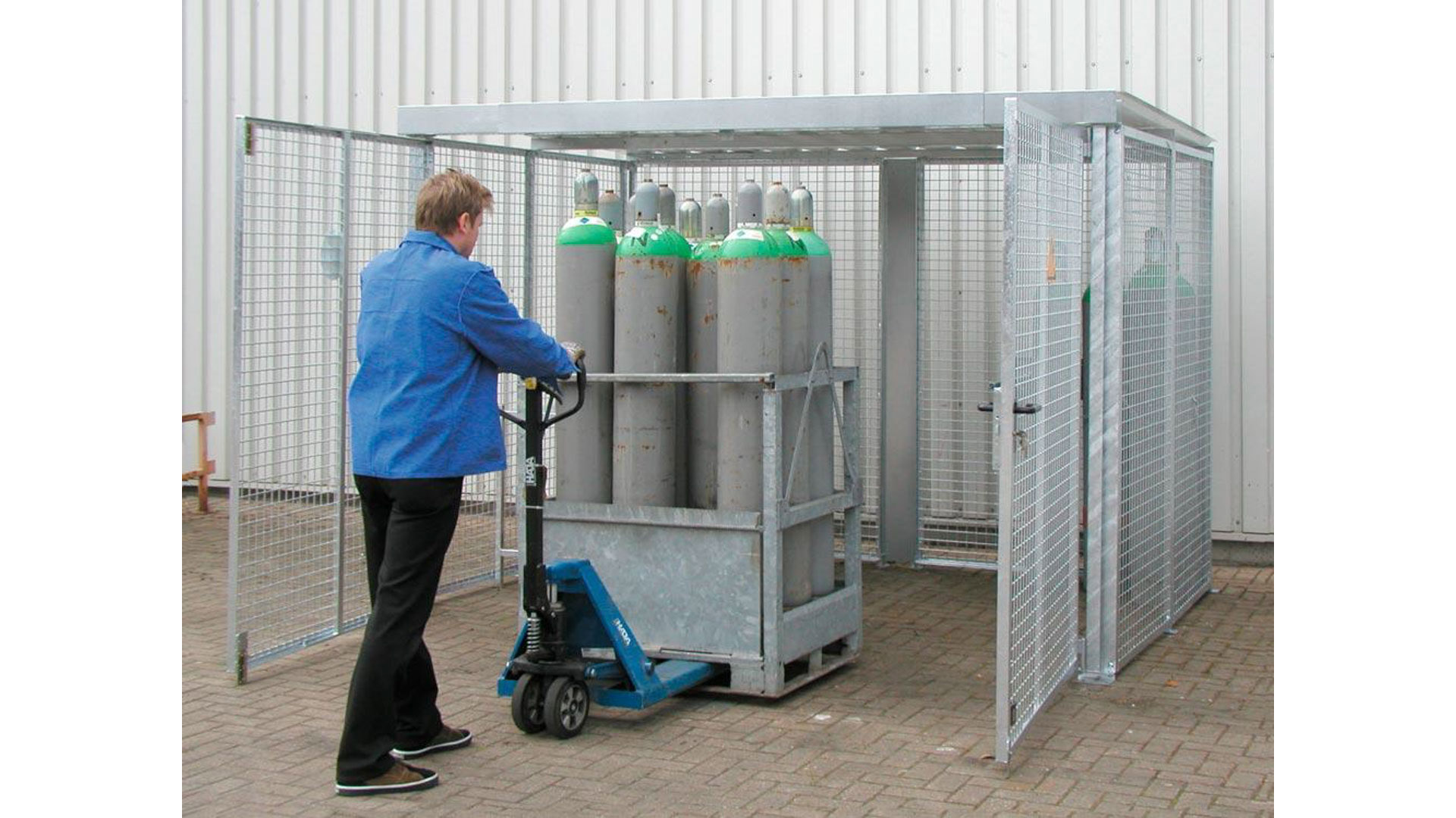 Gasflaschencontainer, Gasflaschenlager mit Dach