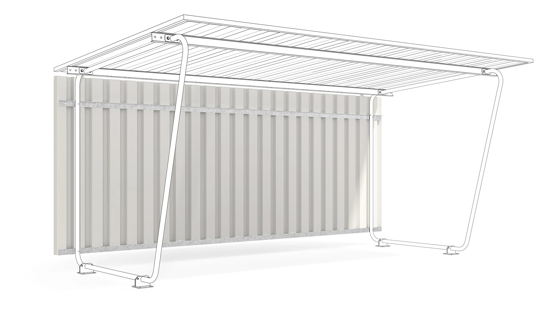 Rückwand für Fahrradunterstand, Überdachung zu Grundeinheit Modell Siegen