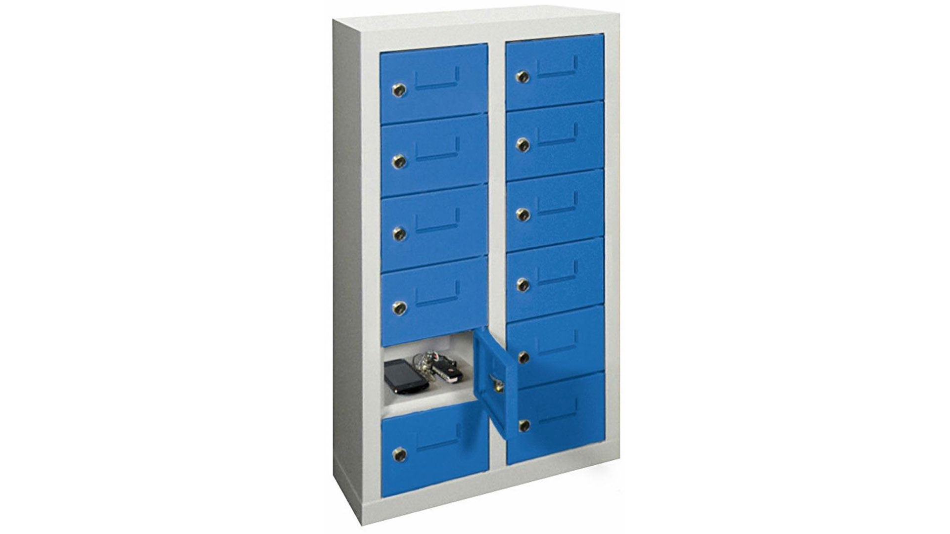 Schließfachschrank, Breite 46 cm, Höhe 81,5 cm, Tiefe 20 cm, 12 Fächer
