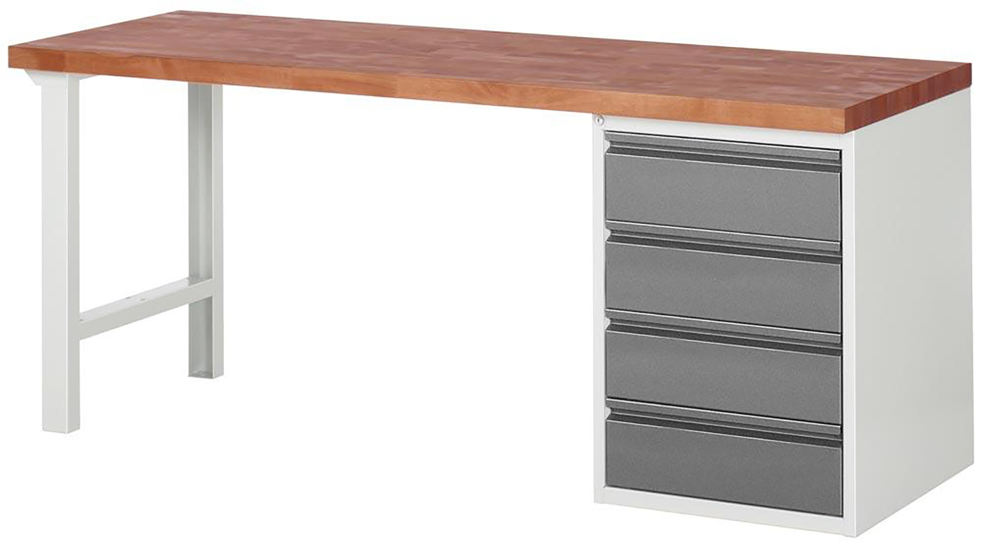 Werkbank 7000 BR, BxTxH 2000xT700xH890 mm, Platte Buche 40 mm 40 mm, 4 Schubladen 180 mm, zerlegte Anlieferung, RAL 7035/7016